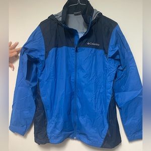 Columbia Mens Size Medium Rainshell in Royal and Dark Blue with Hood
